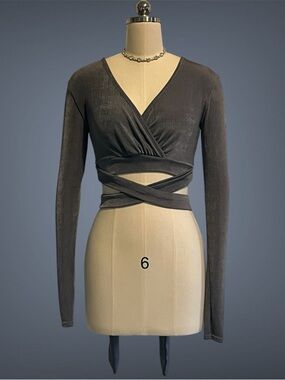 Missguided Silver Wrap Crop Top